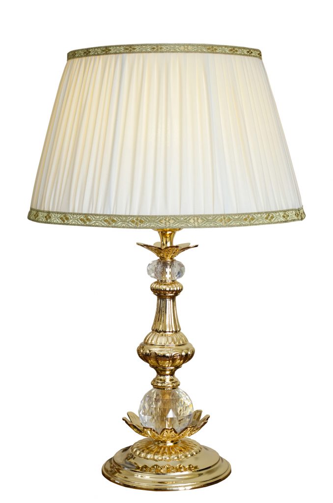 Lampada Da Tavolo Classica Da Comodino In Ottone Satinato