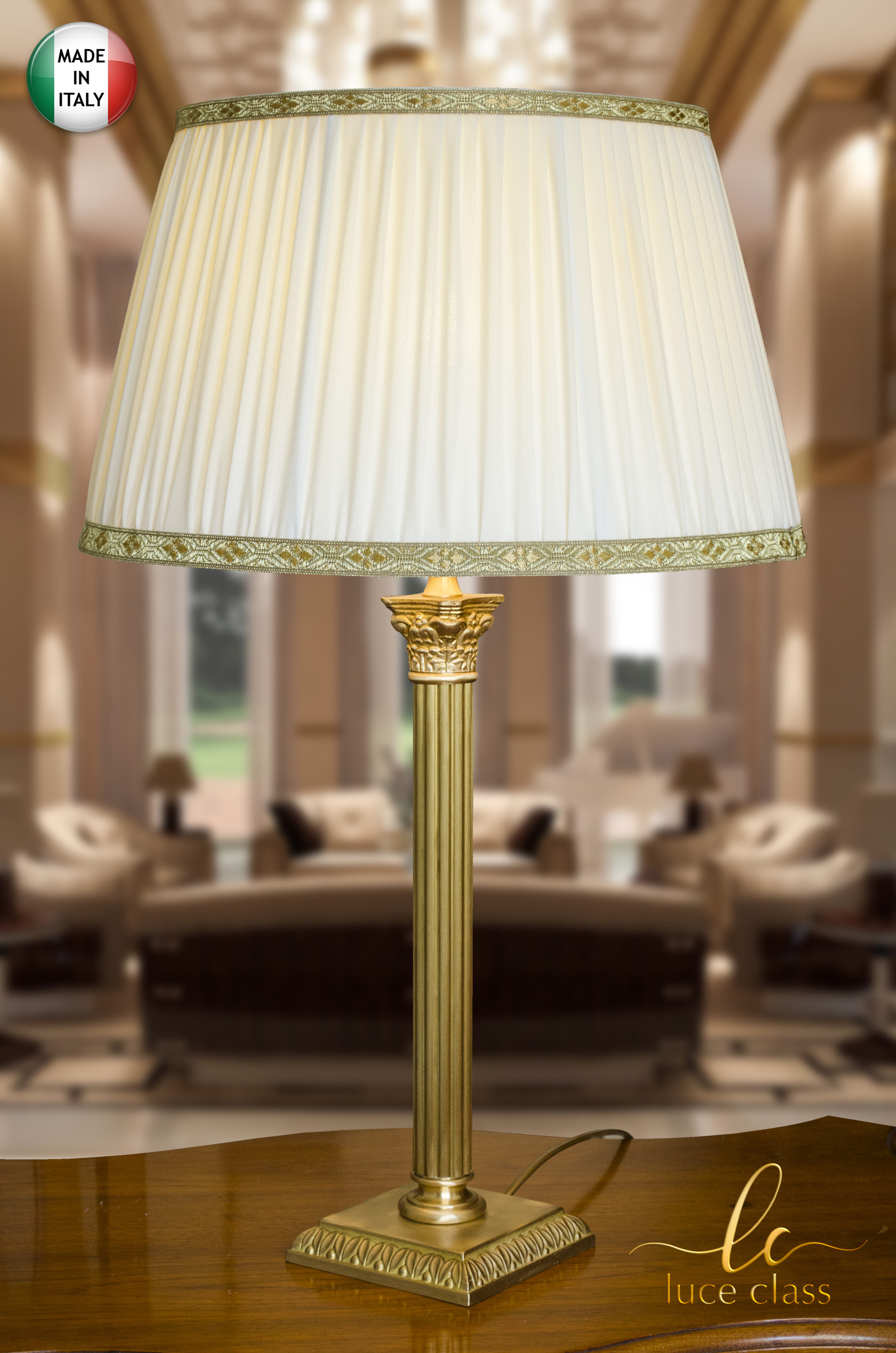 Lampada da tavolo classica salotto grande elegante cristallo AMBRA con  paralume