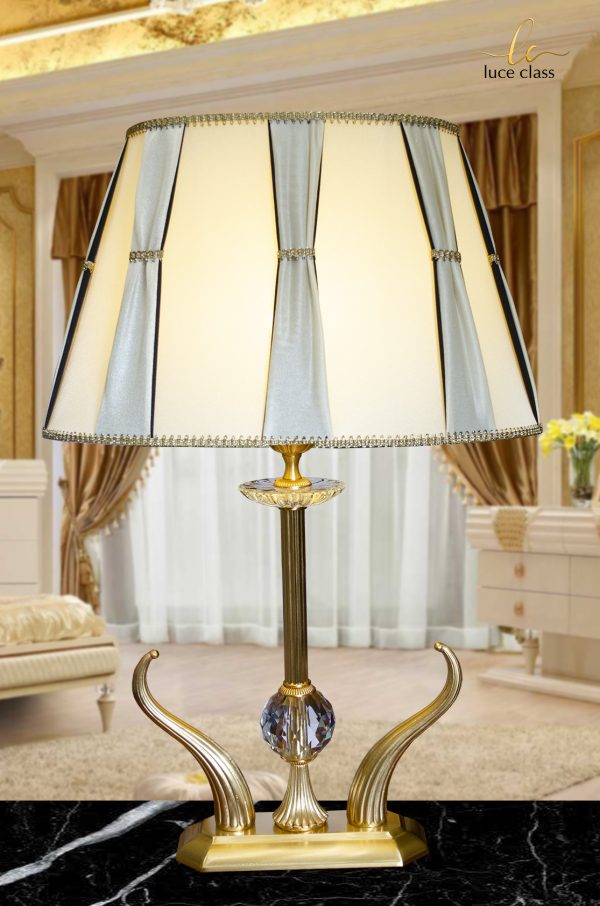 Buillotte lampada da tavolo salotto classica a 6 luci in ottone con  paralumi new