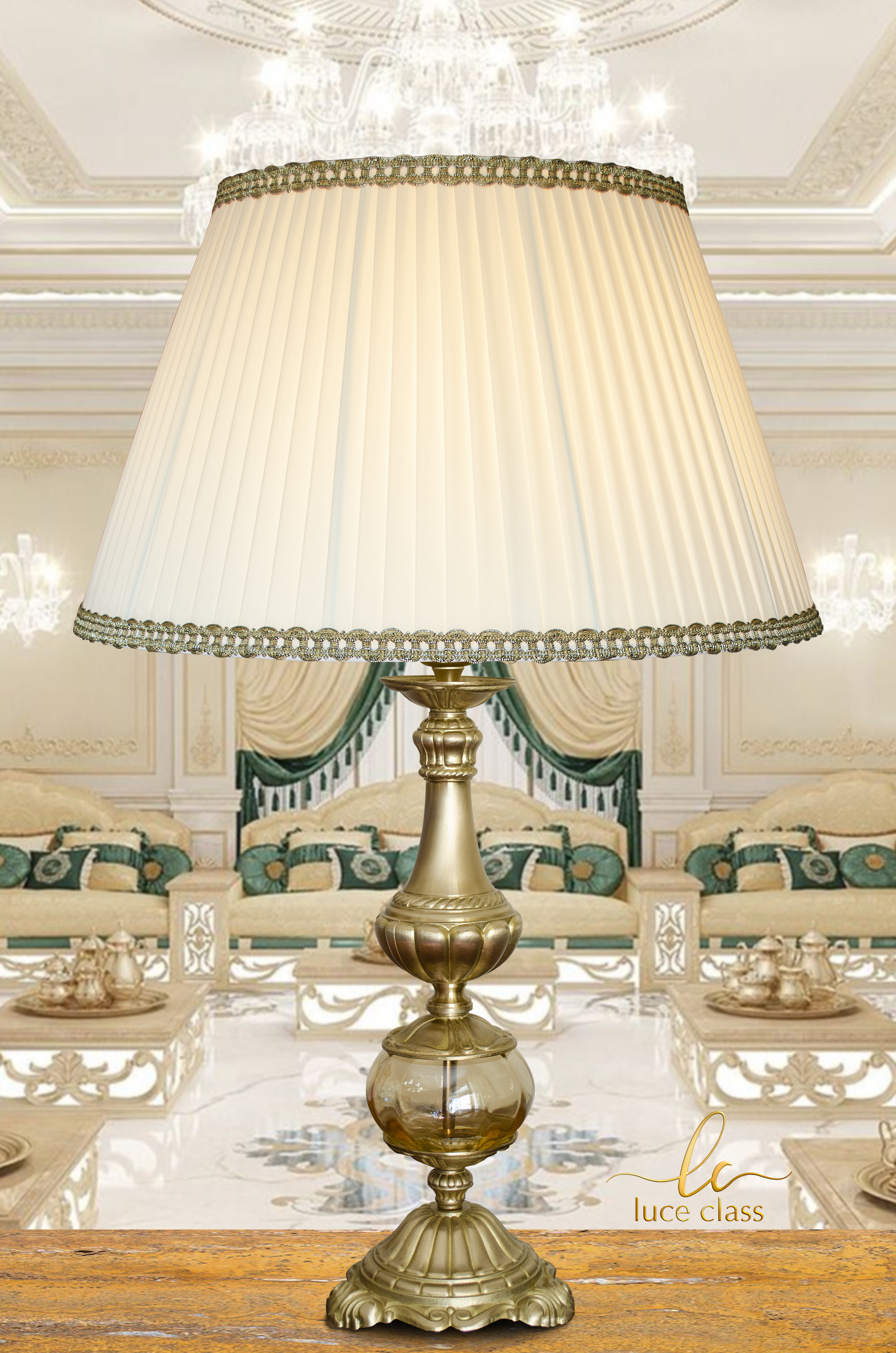 lampada da salotto classica da tavolo lume con paralume seta plissé  abat-jour