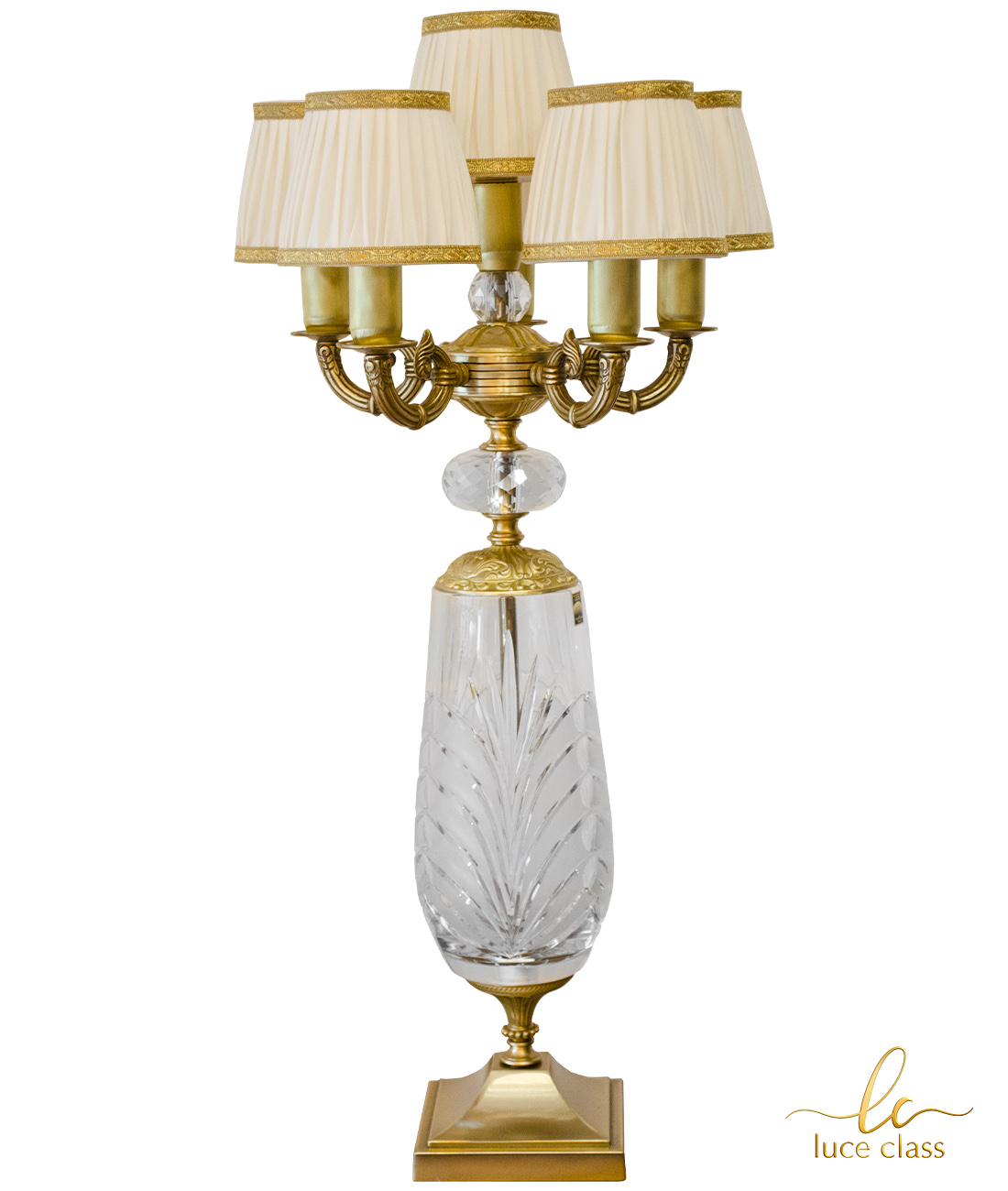 Buillotte lampada da tavolo salotto classica a 6 luci in ottone con  paralumi new