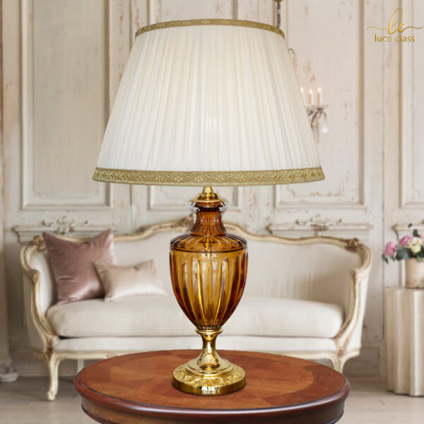 Lampada da tavolo classica salotto grande elegante cristallo AMBRA con  paralume